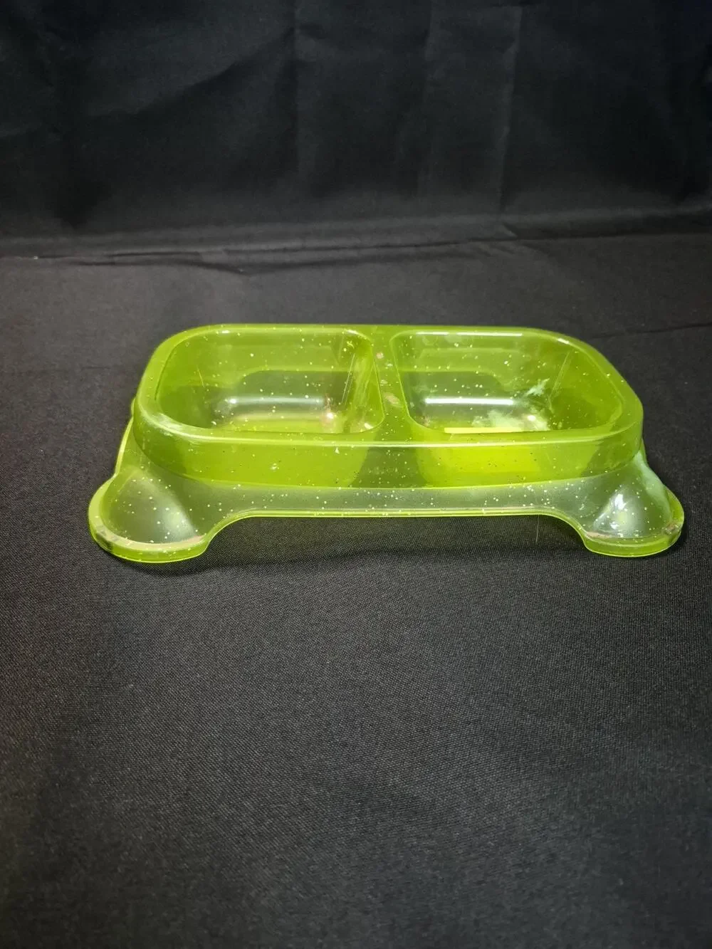 Divided Bowl Green Non-Skid Food & Water Pet Cat Dog Bowl 16oz Divided Dish